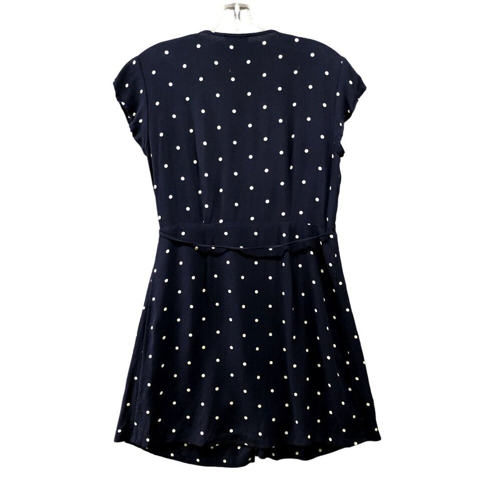 Rails Brenna Wrap Dress Size XS Navy Blue White Polka Dot Short Sleeve Ruffle - Picture 2 of 9